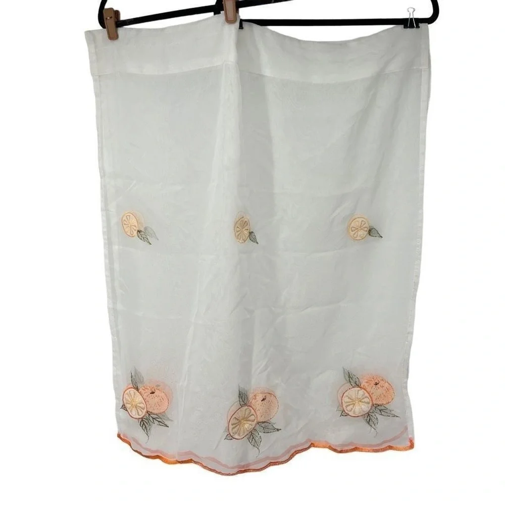 Vintage Sheer White Orange‎ Citrus Applique Detail Curtains